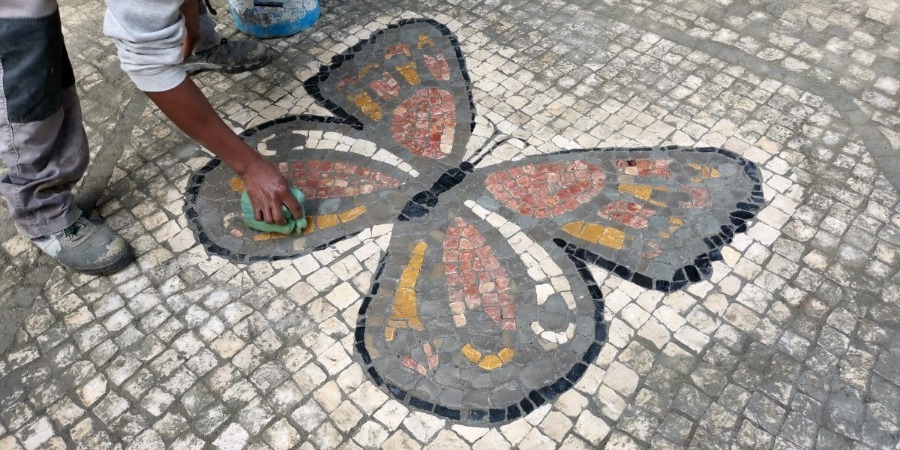 Jardim Cesário Verde recebe intervenção com detalhes da calçada portuguesa