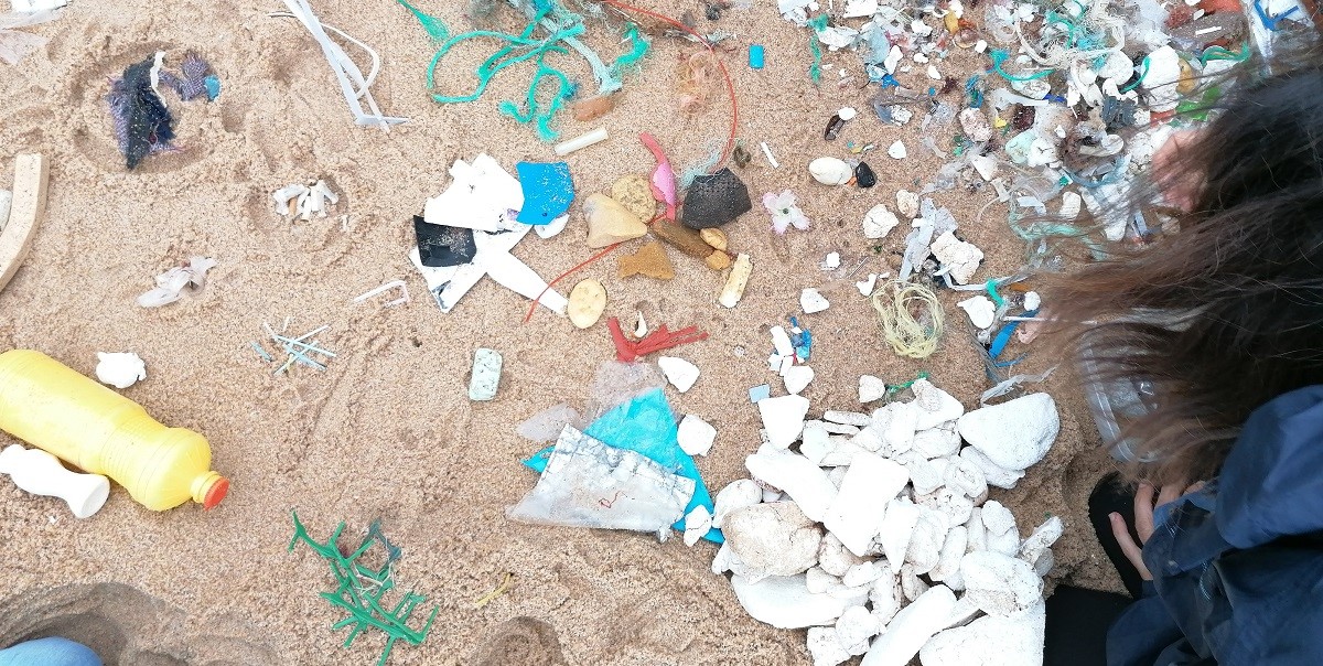 Plásticos, esferovite e beatas estão entre os resíduos encontrados na praia das Amoeiras em Torres Vedras